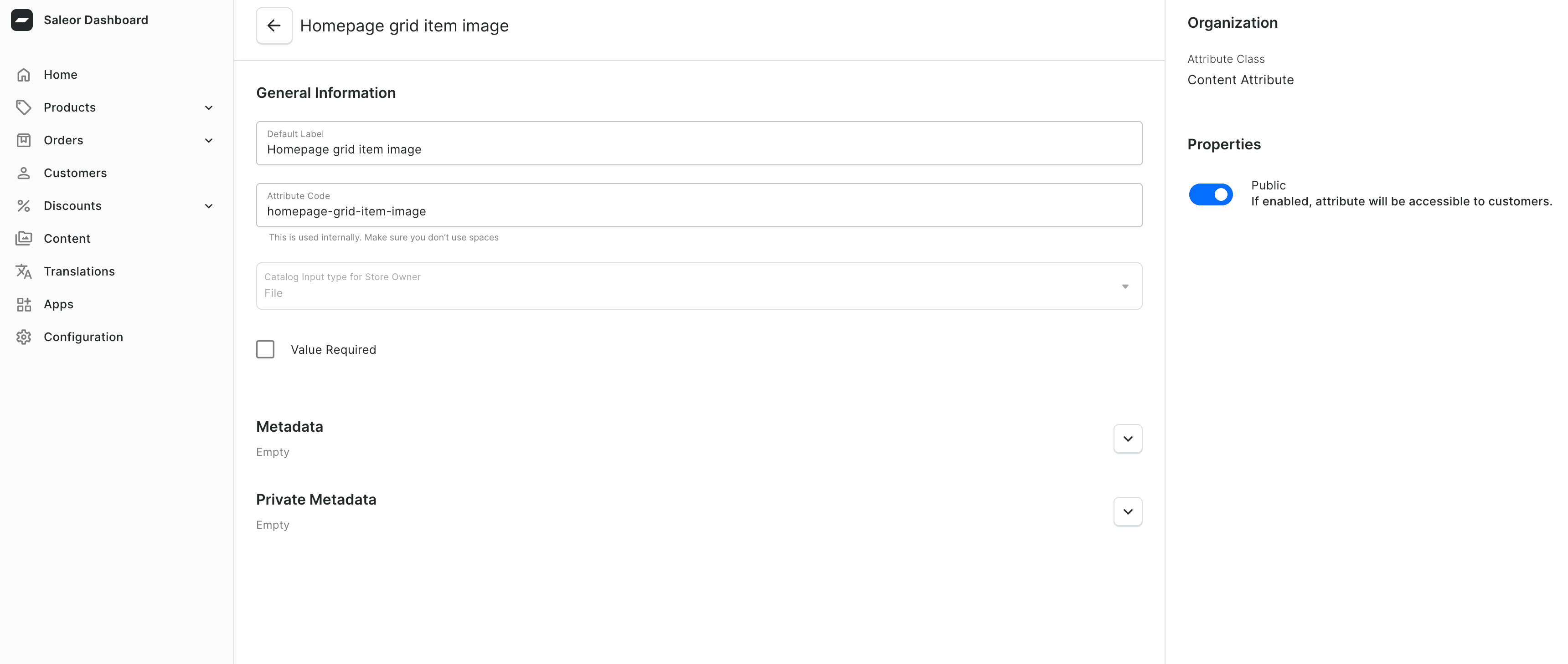 Grid item image attribute